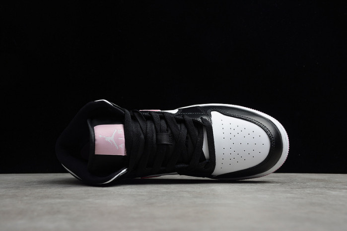 air jordan 1 mid white/light arctic pink-black 555112-103
